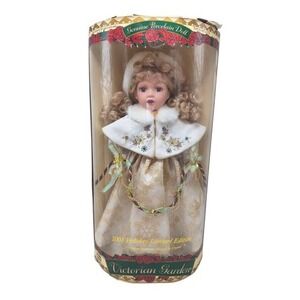 2001 Brass Key Victorian Garden Holiday Limited 16" Gold Dress Porcelain Doll